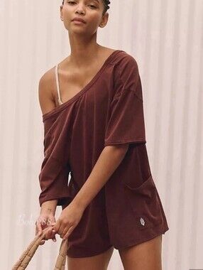 Free People Brown Off-Shoulder Romper